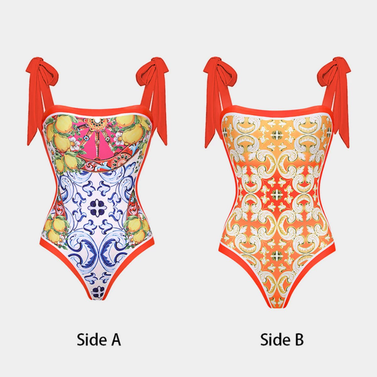 Reversible Tie-Shoulder One-Piece Swimsuit view 6