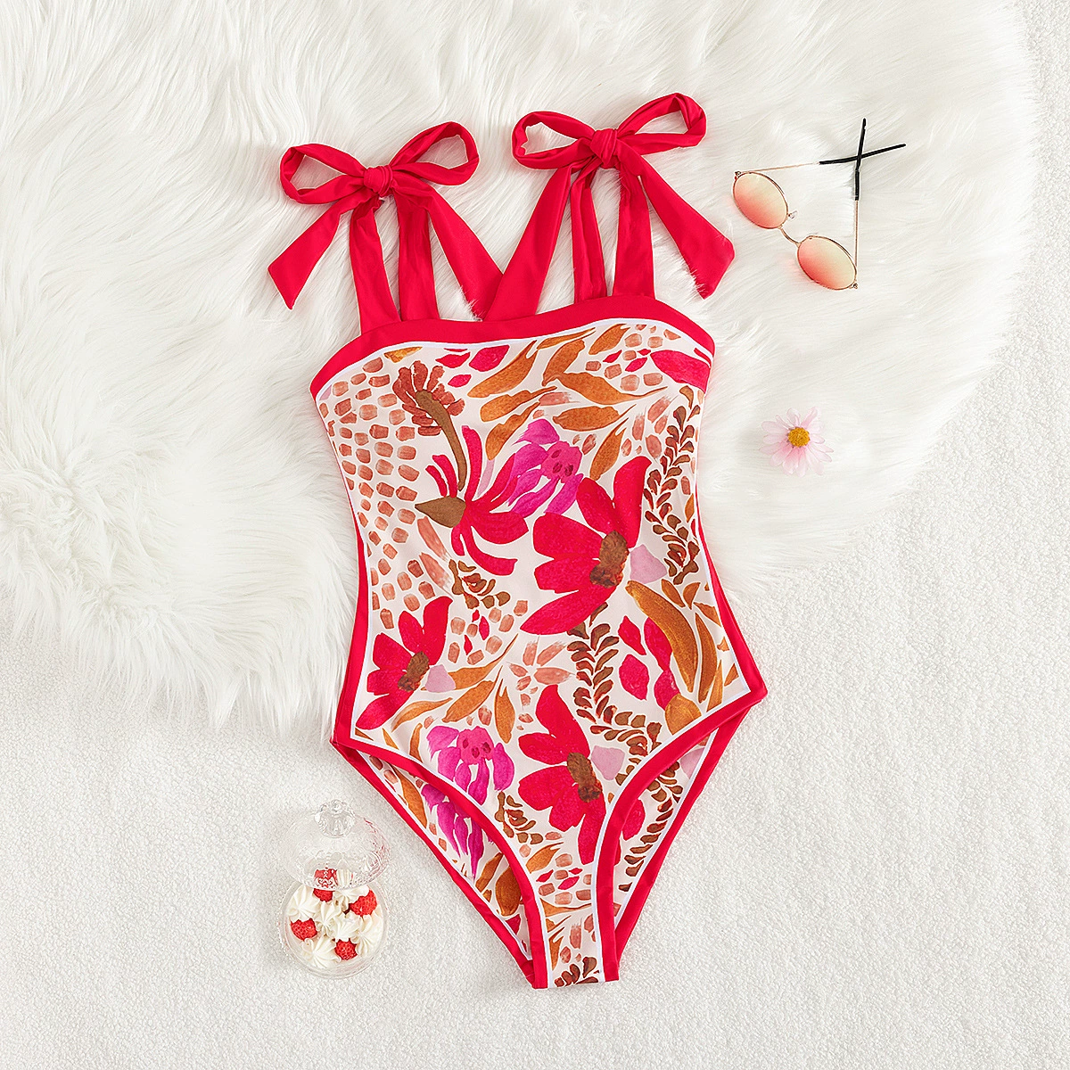 Reversible Tie-Shoulder One-Piece Swimsuit view 9