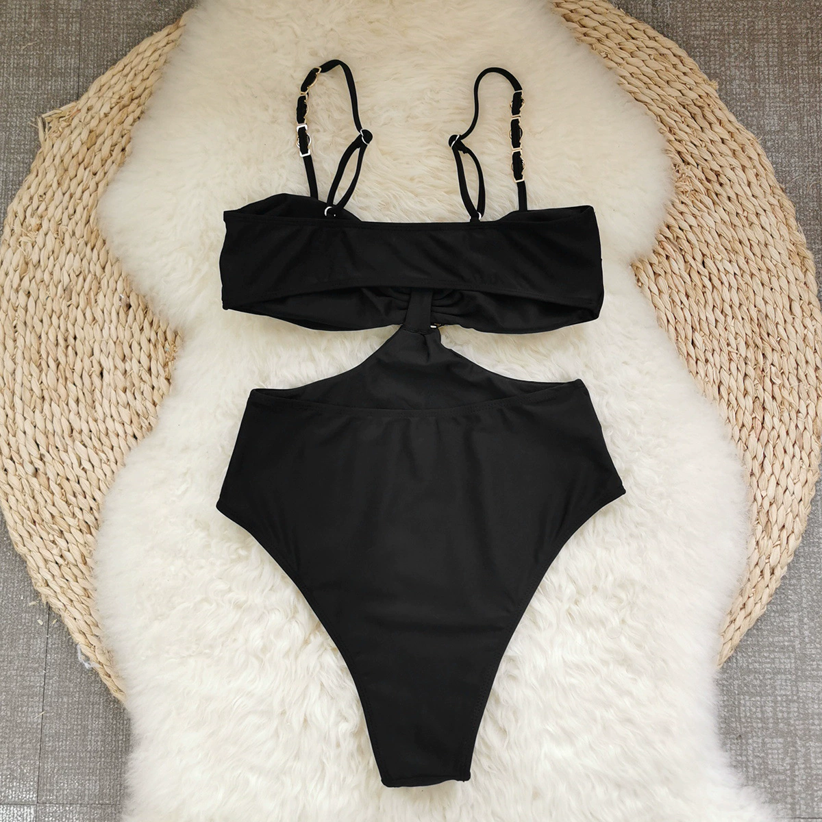 Cutout One-Piece Swimsuit with Ruched Maxi Skirt Set view 3