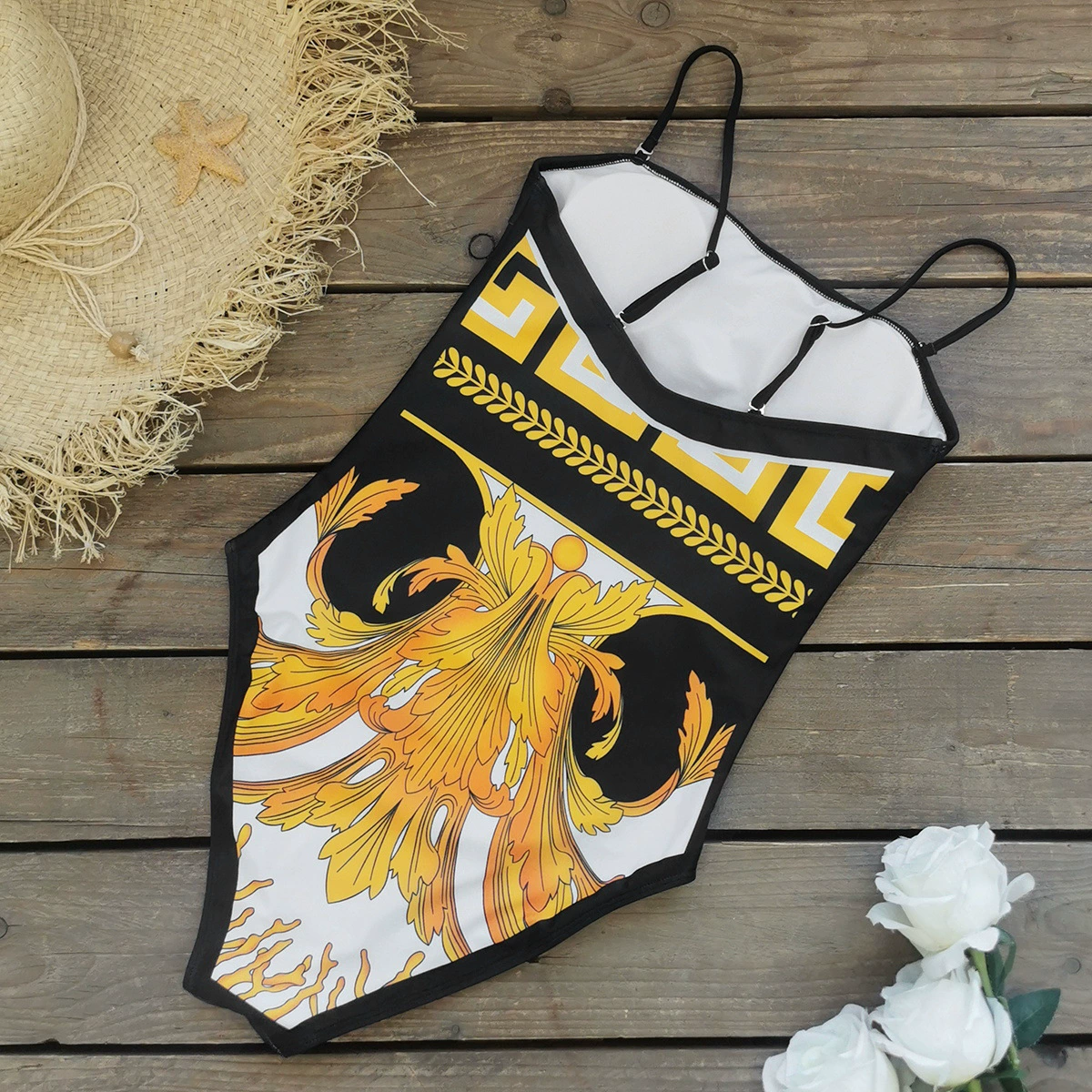 Women's Convertible Bandeau One-Piece Swimsuit and Sarong Set view 3