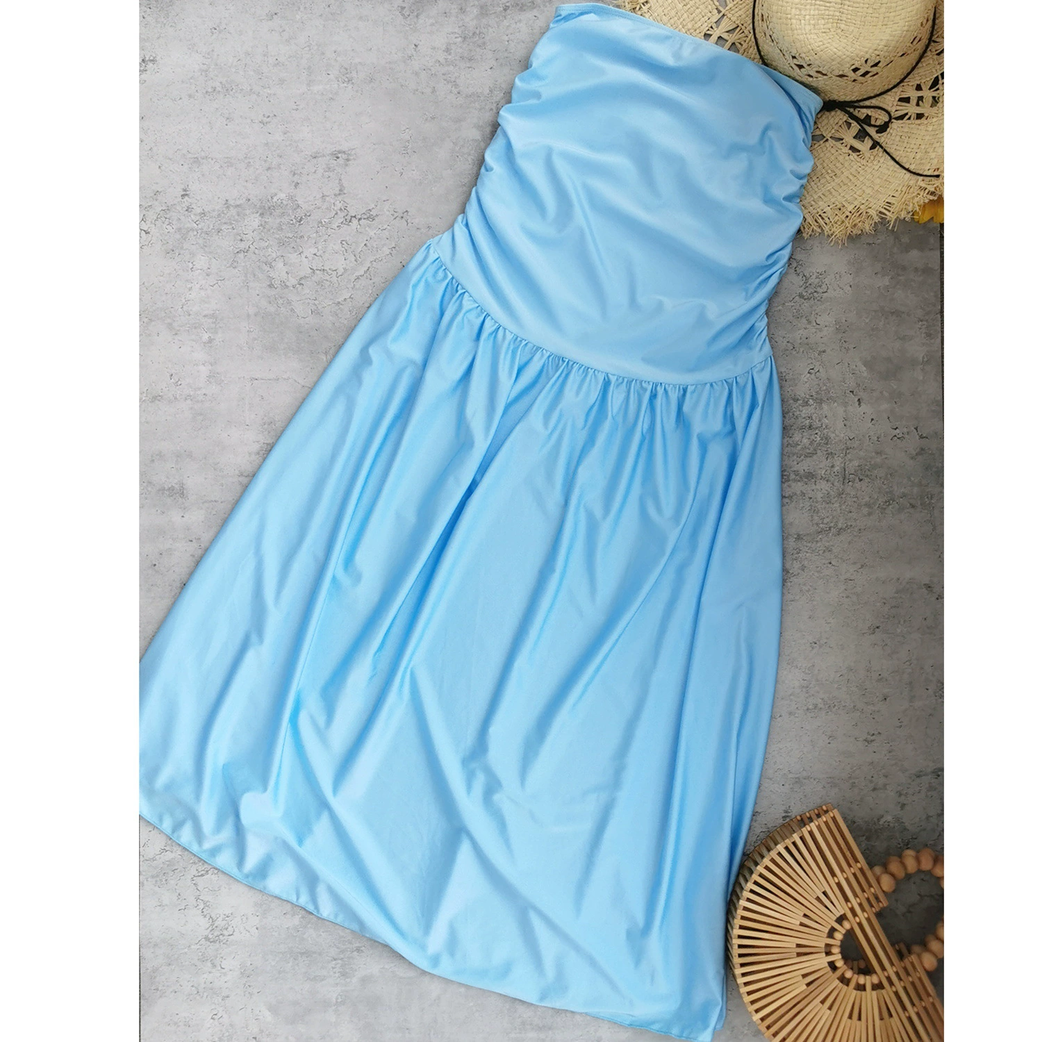 One-Shoulder Cutout Swimsuit with Maxi Skirt Set view 4