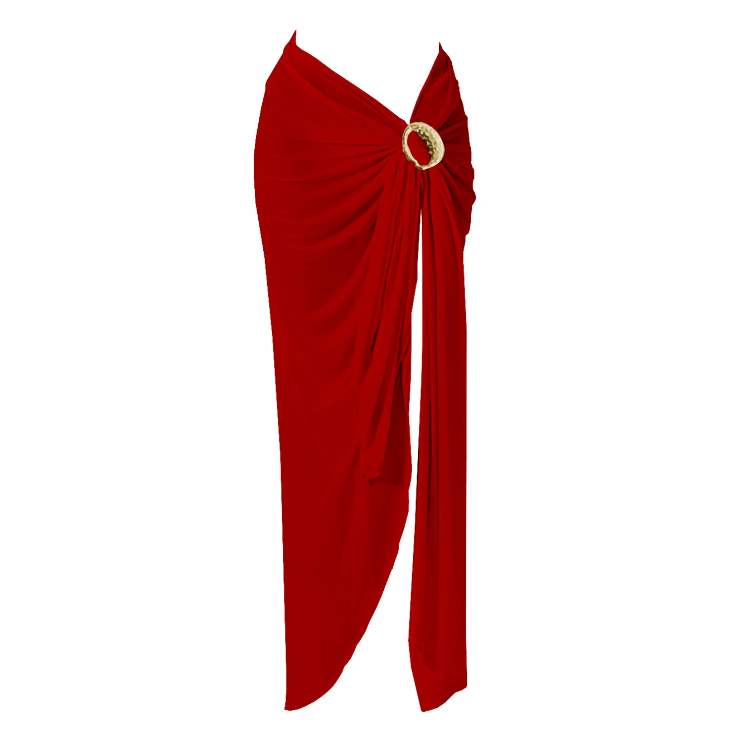 Halter Neck Backless One-Piece Swimsuit with Metal Ring and Sarong Set