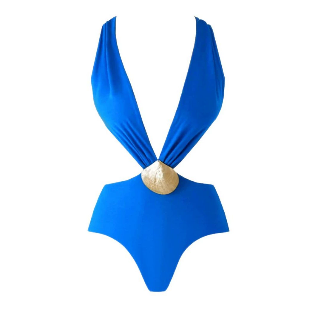 Halter Neck Plunge Cutout One-Piece Swimsuit