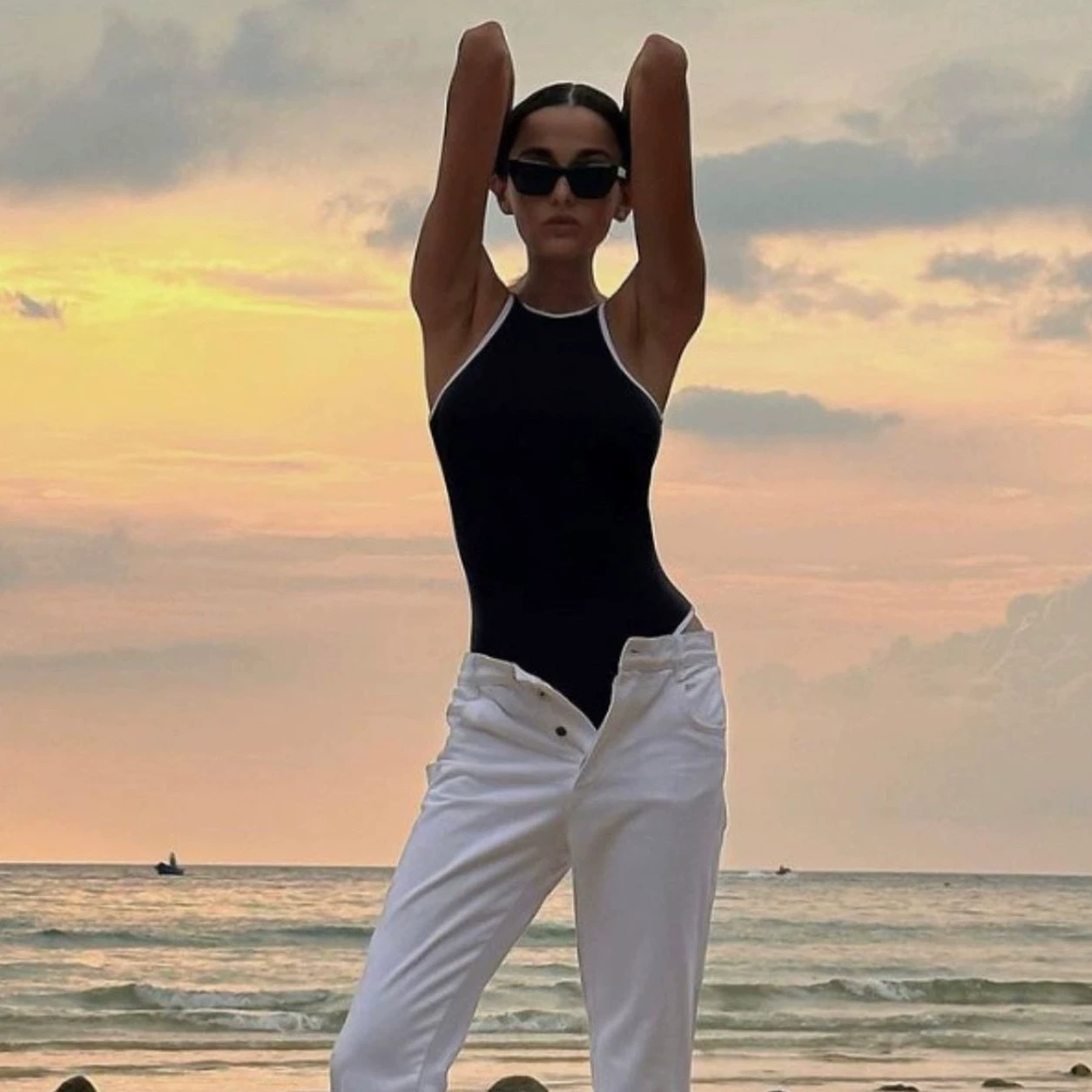 Scoop Neck High Cut One-Piece Swimsuit