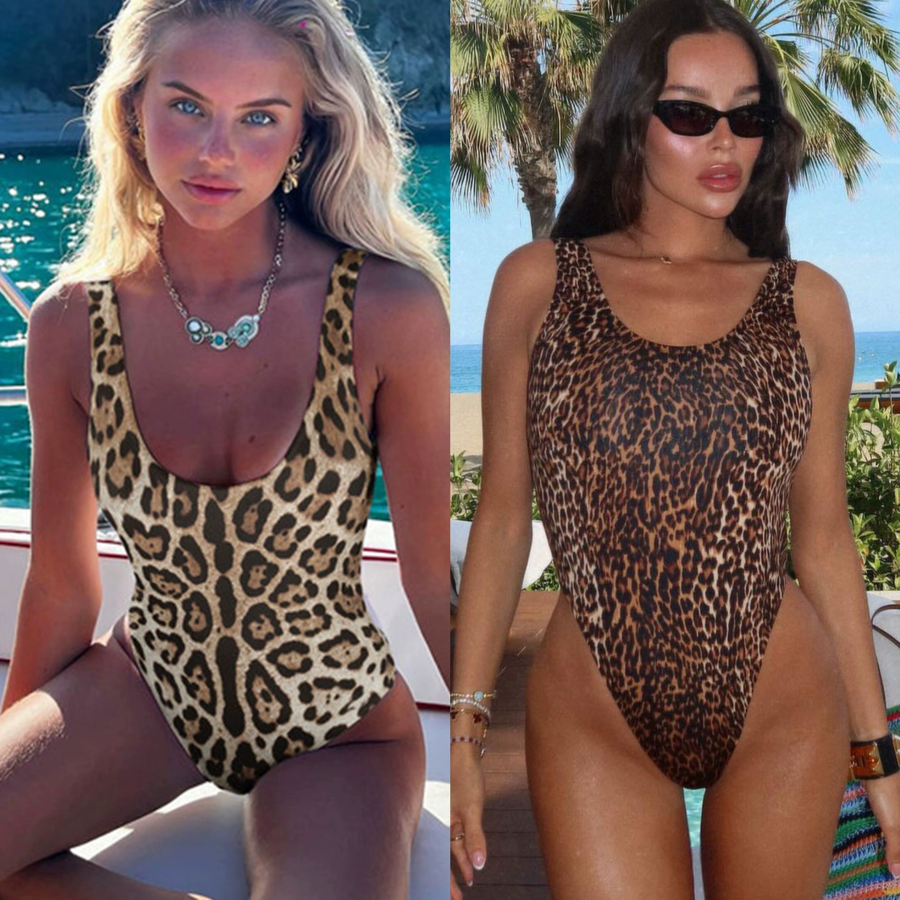 Women’s One-Piece Swimsuit with Deep Scoop Neck and High-Cut Legs
