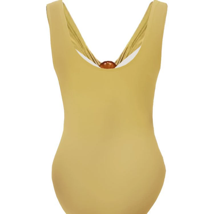 Deep V-Neck Ruched One-Piece Swimsuit with Ring Detail