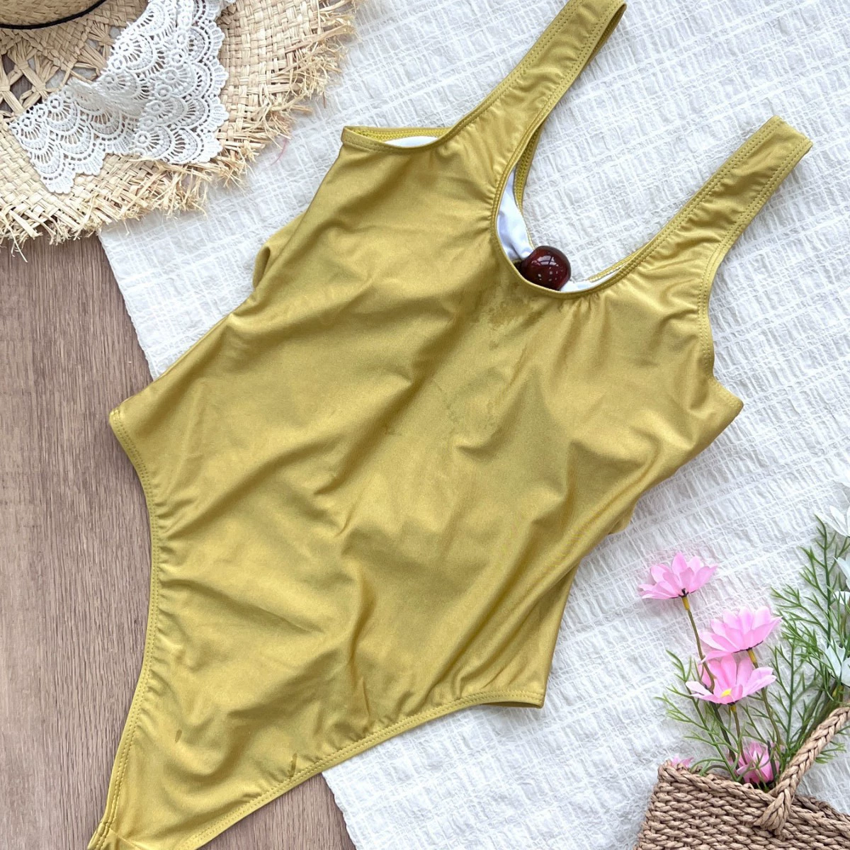 Deep V-Neck Ruched One-Piece Swimsuit with Ring Detail view 4