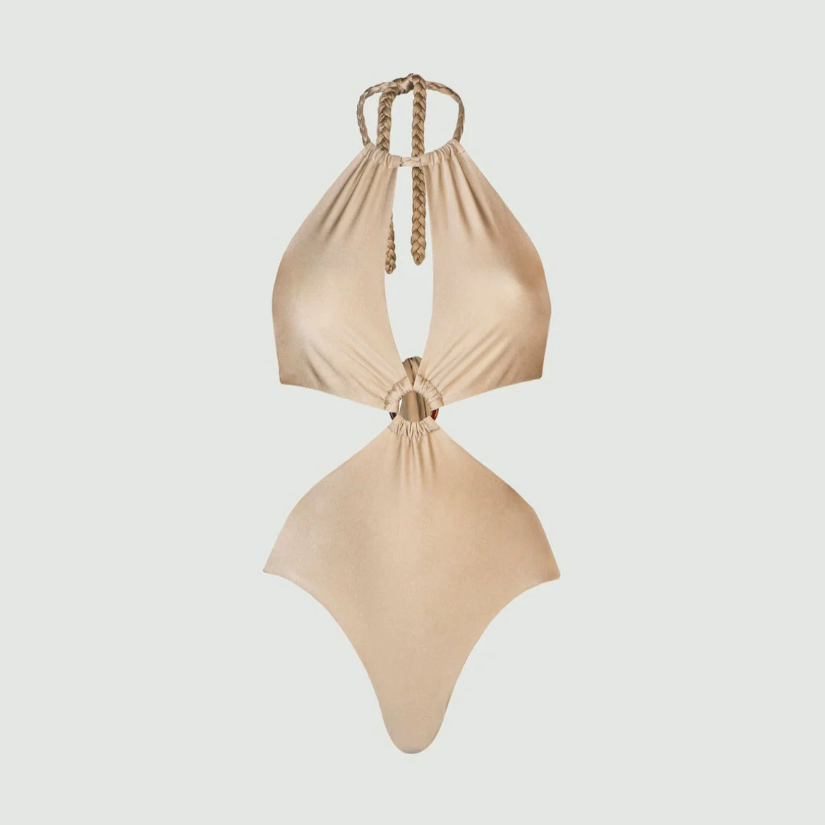 Halter Neck Cutout One-Piece Swimsuit with Ring