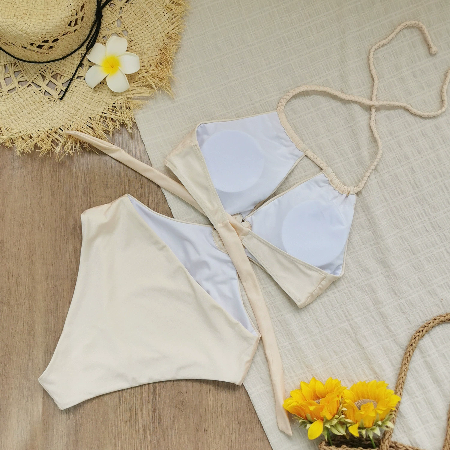 Halter Neck Cutout One-Piece Swimsuit with Ring view 3