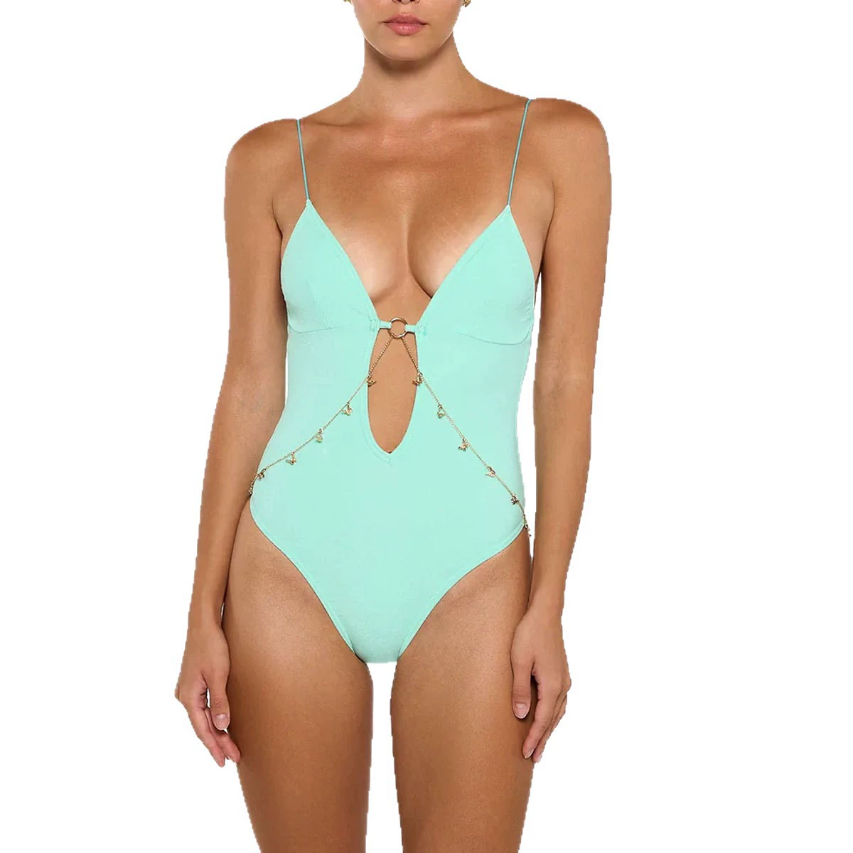 Chain Detail Plunge One-Piece Swimsuit view 5