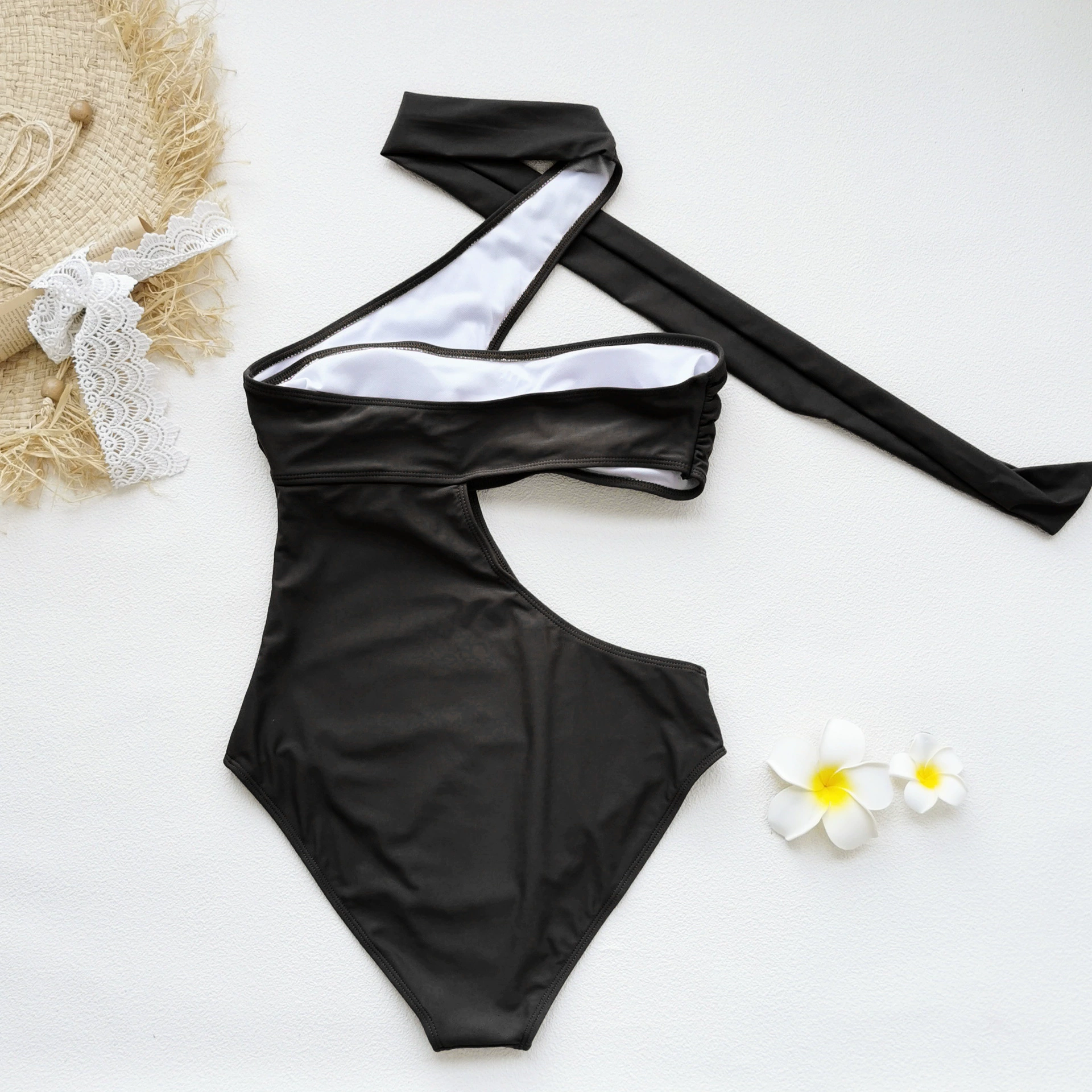One Shoulder Cutout Swimsuit Set view 3