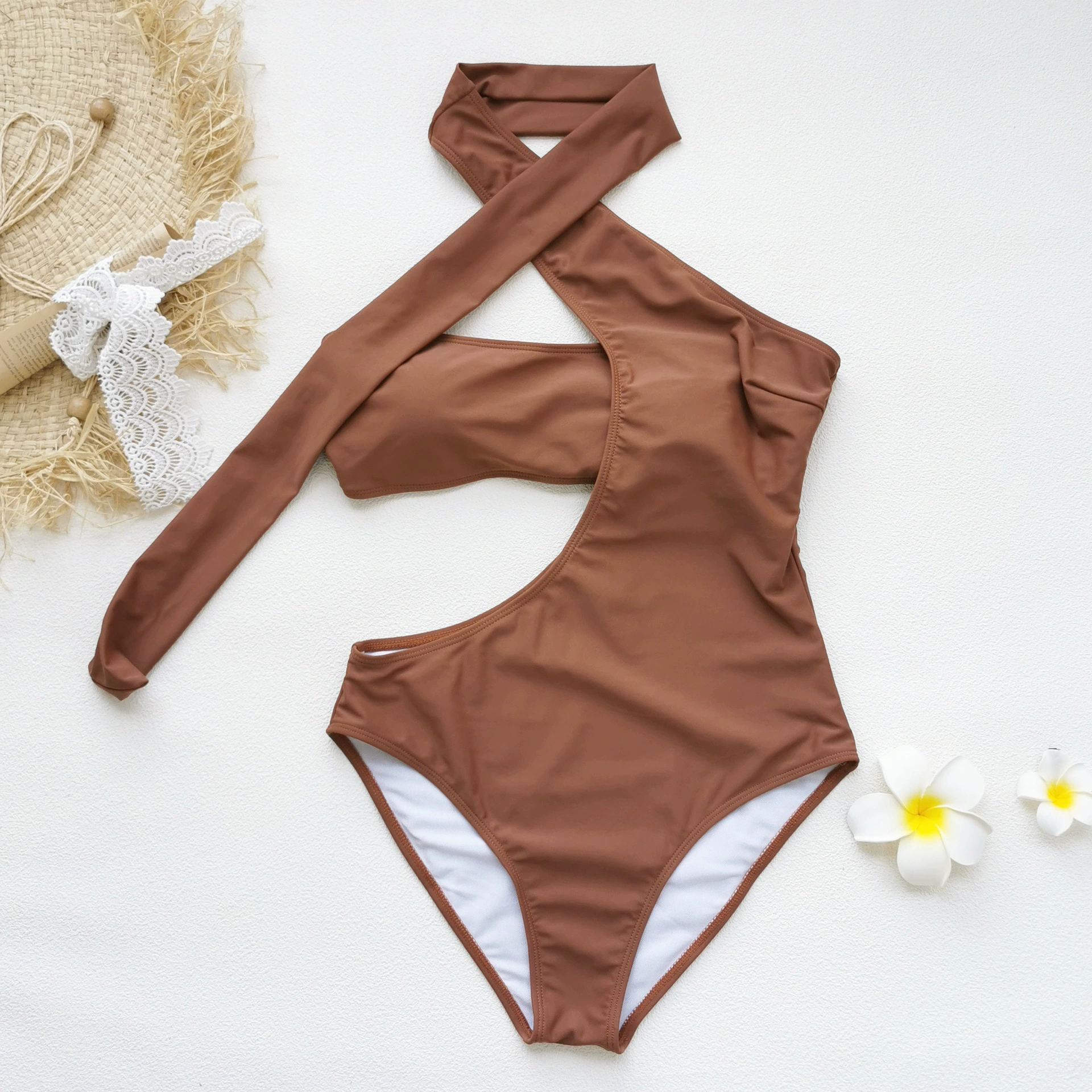 One Shoulder Cutout Swimsuit Set view 6