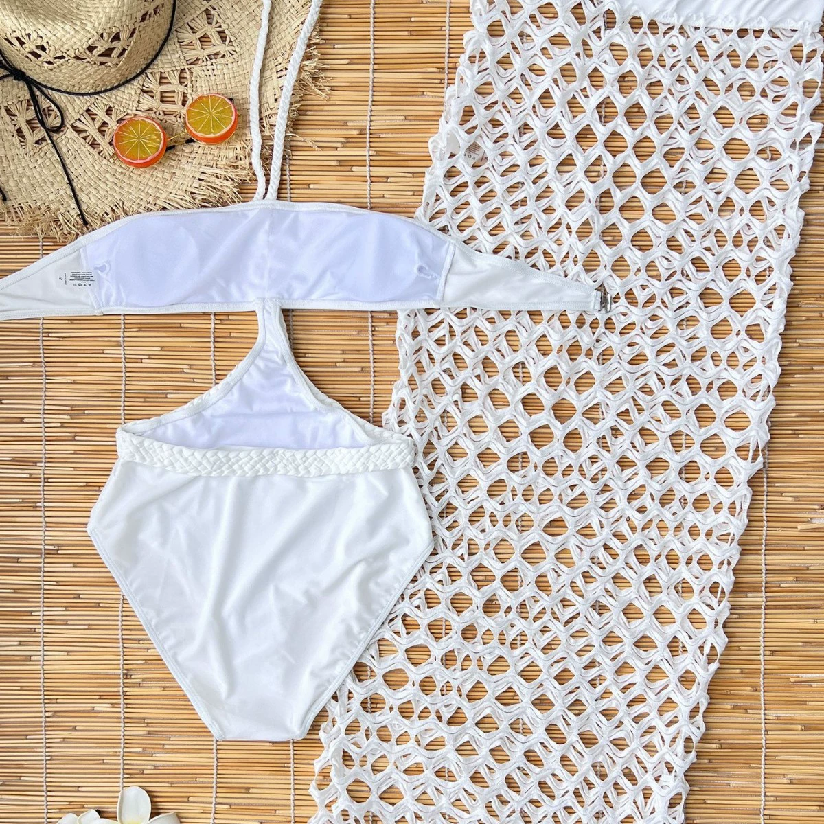 Cutout Halter One-Piece Swimsuit with Fringed Skirt view 4