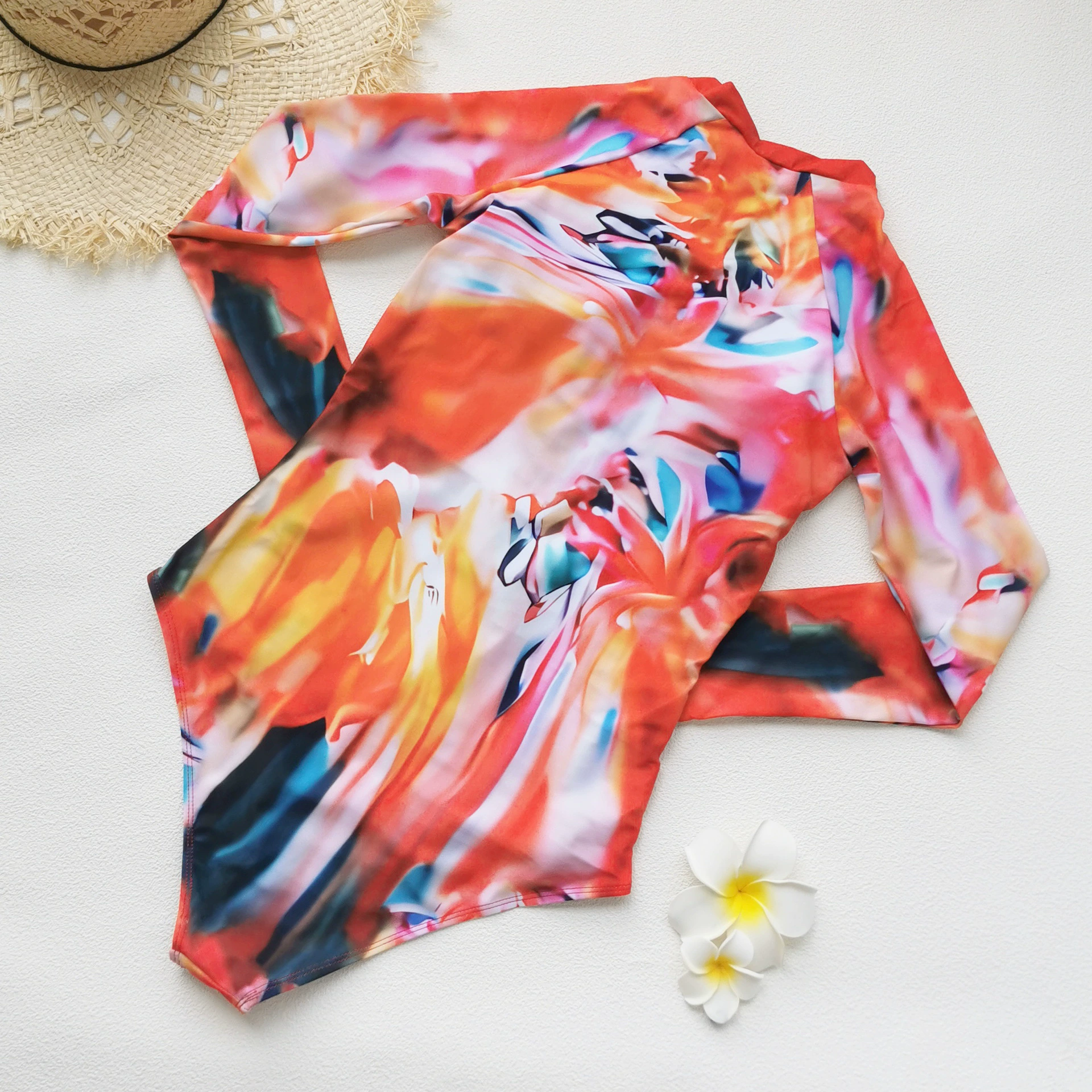 Long Sleeve Zip Front One Piece Swimsuit view 3