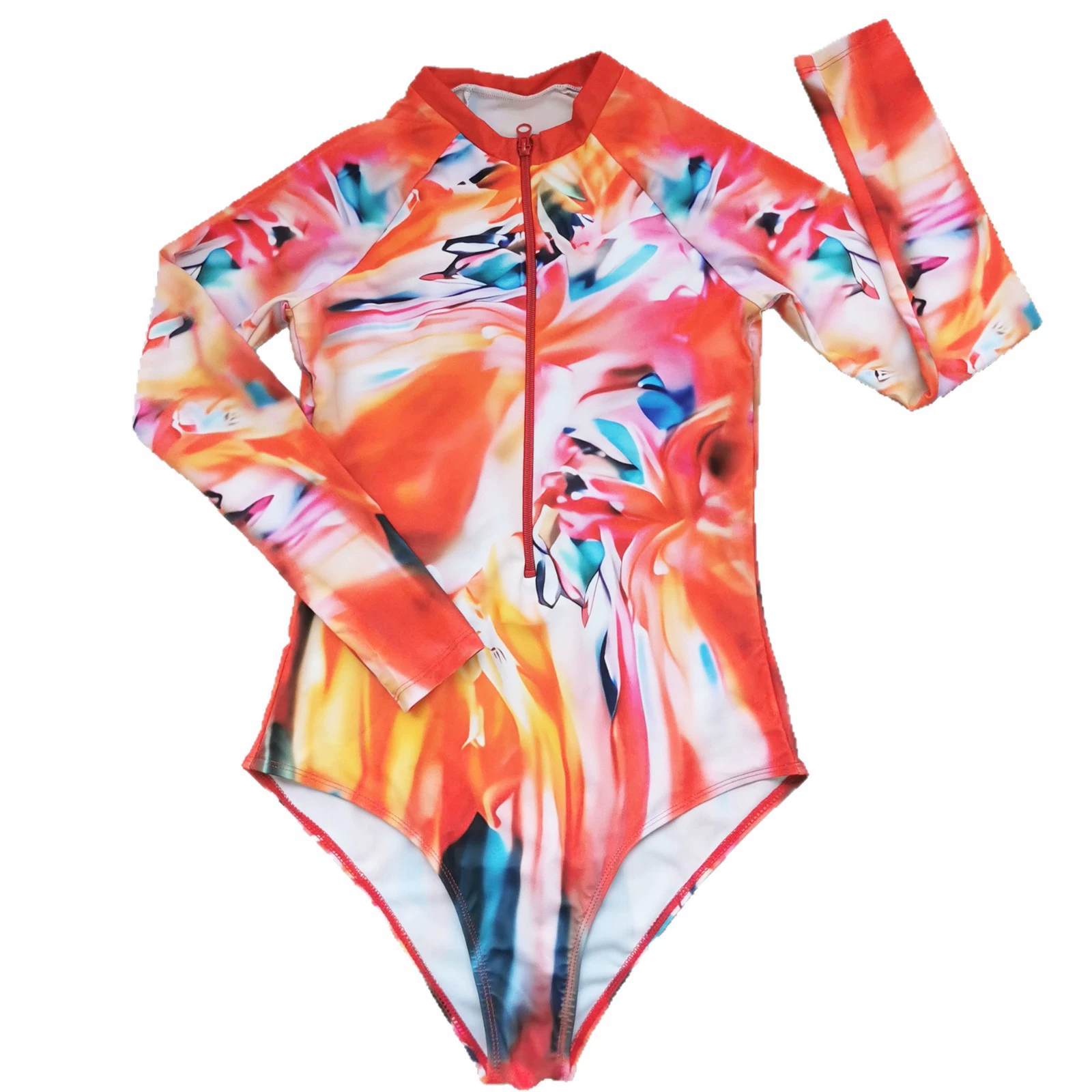 Long Sleeve Zip Front One Piece Swimsuit view 5
