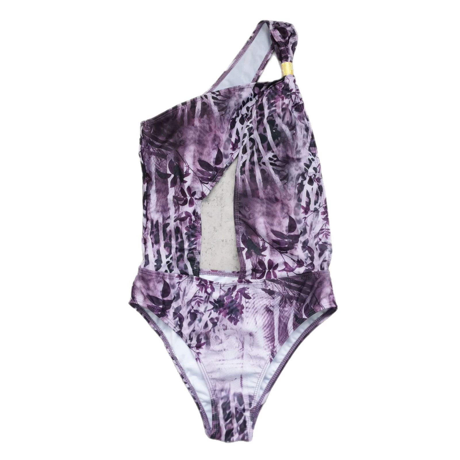 One-Shoulder Cutout One-Piece Swimsuit with Matching Skirt view 5