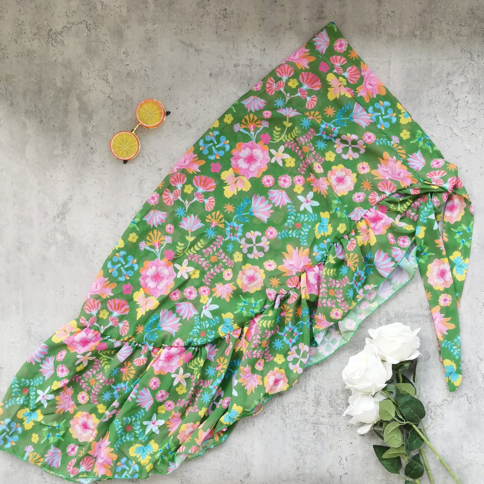 Green patterned skirt