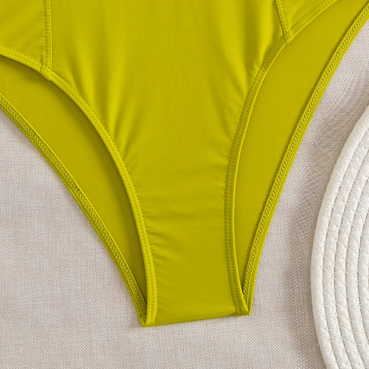 Retro One-Piece Swimsuit with Belted Waist and Molded Cups