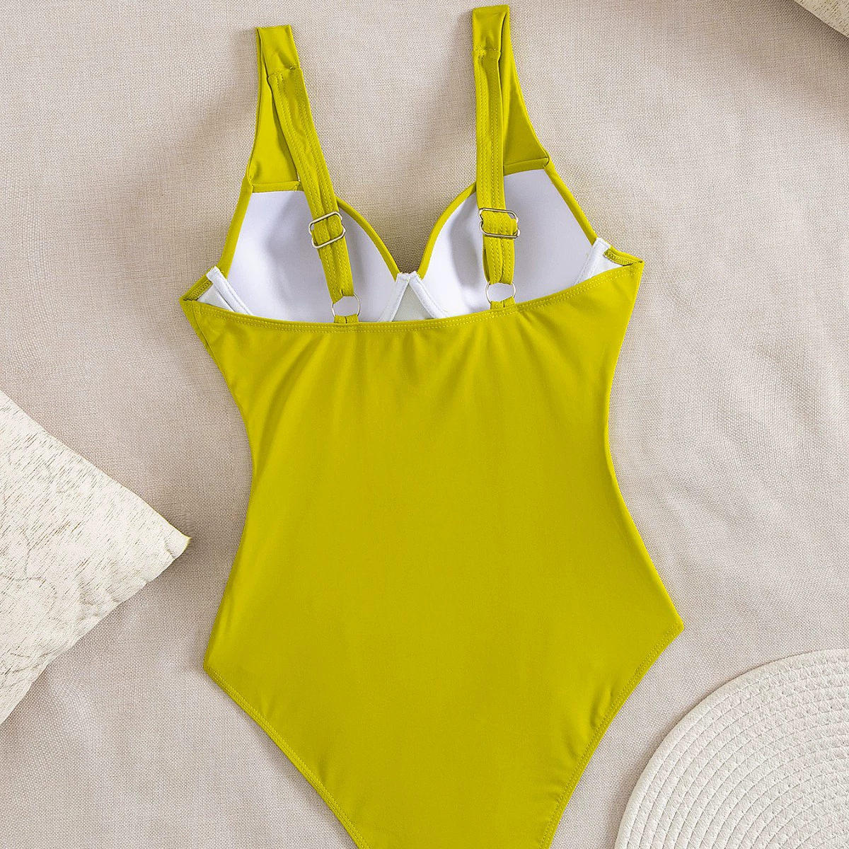 Retro One-Piece Swimsuit with Belted Waist and Molded Cups view 3
