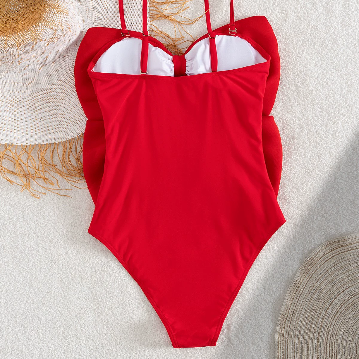 Bow Front Cutout One-Piece Swimsuit with Adjustable Straps