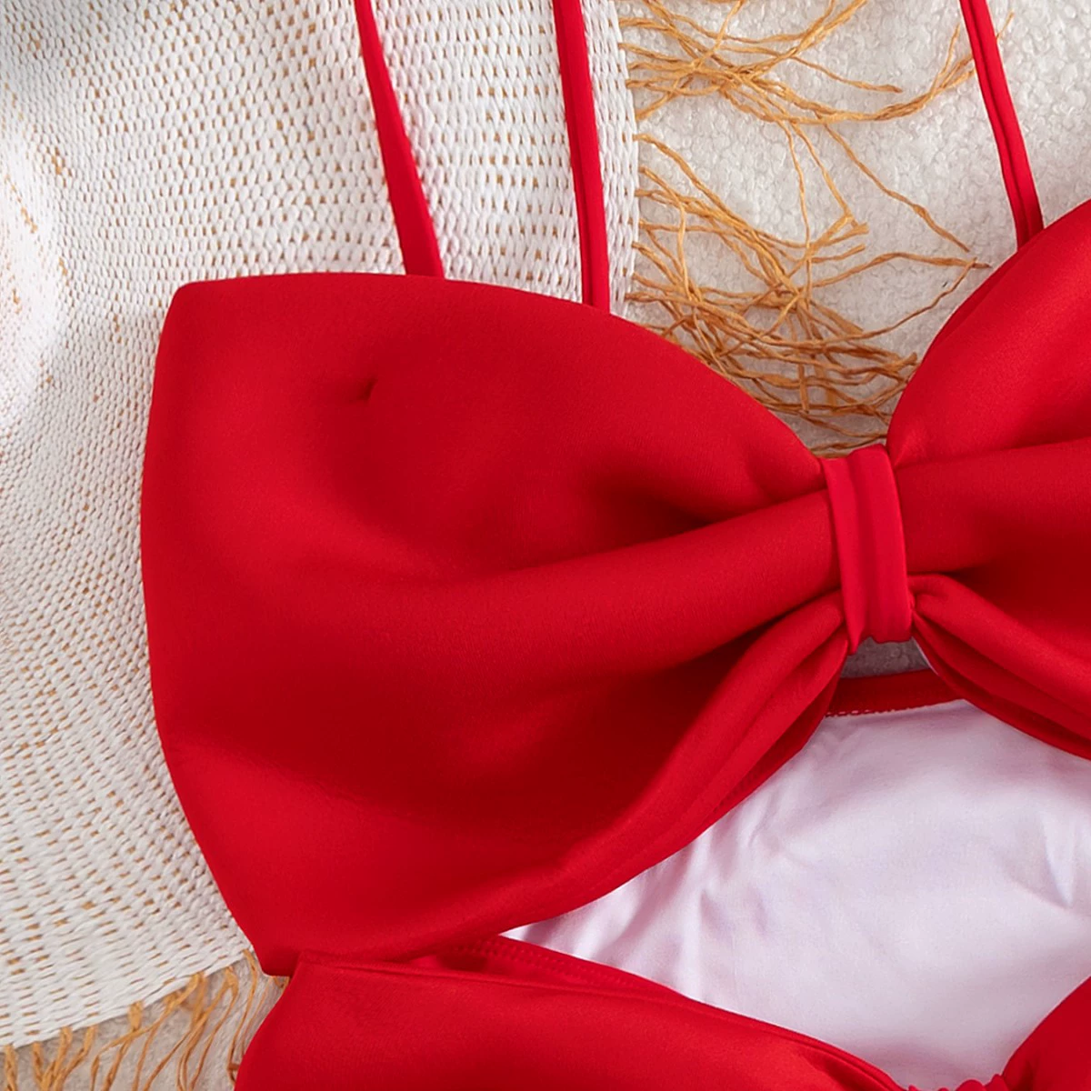 Bow Front Cutout One-Piece Swimsuit with Adjustable Straps view 3