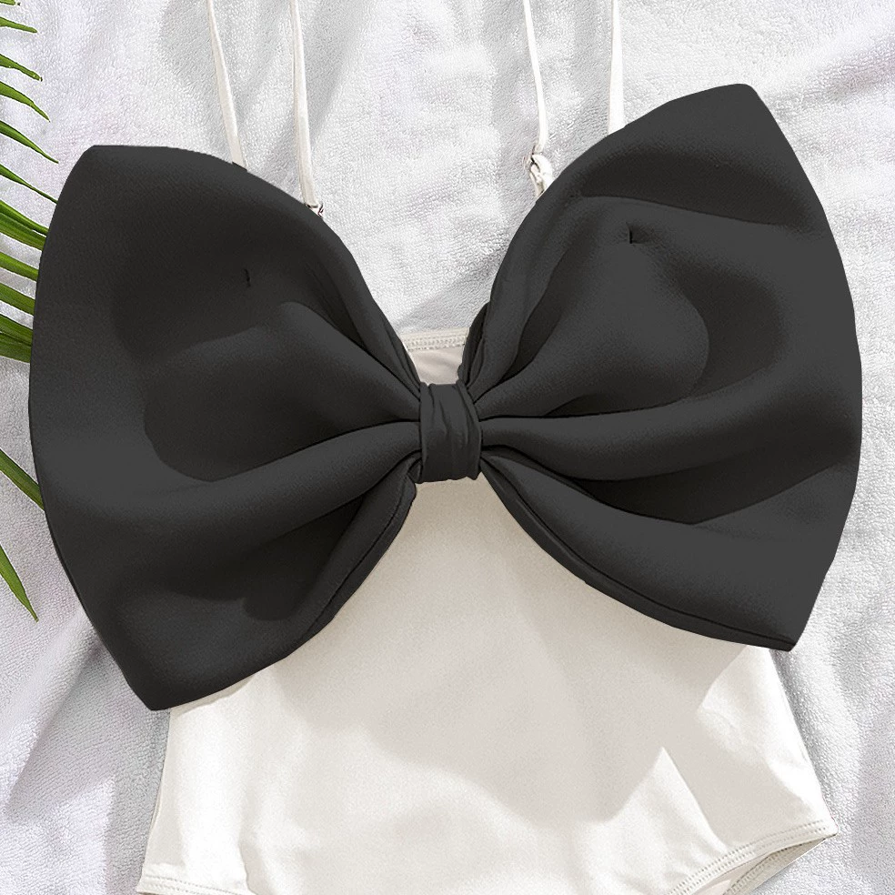 Bow Front One-Piece Swimsuit with Spaghetti Straps and High-Cut Legs view 3