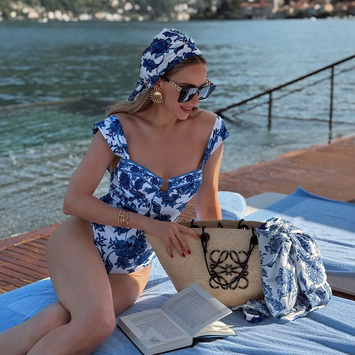 Women’s One-Piece Swimsuit with Robe and Headscarf Set