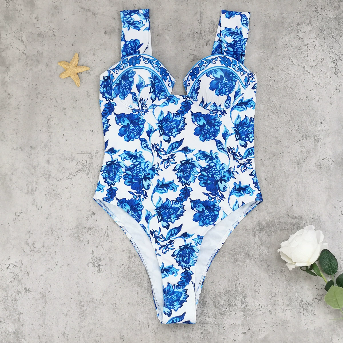 Women's One-Piece Swimsuit with Robe and Headscarf Set view 3