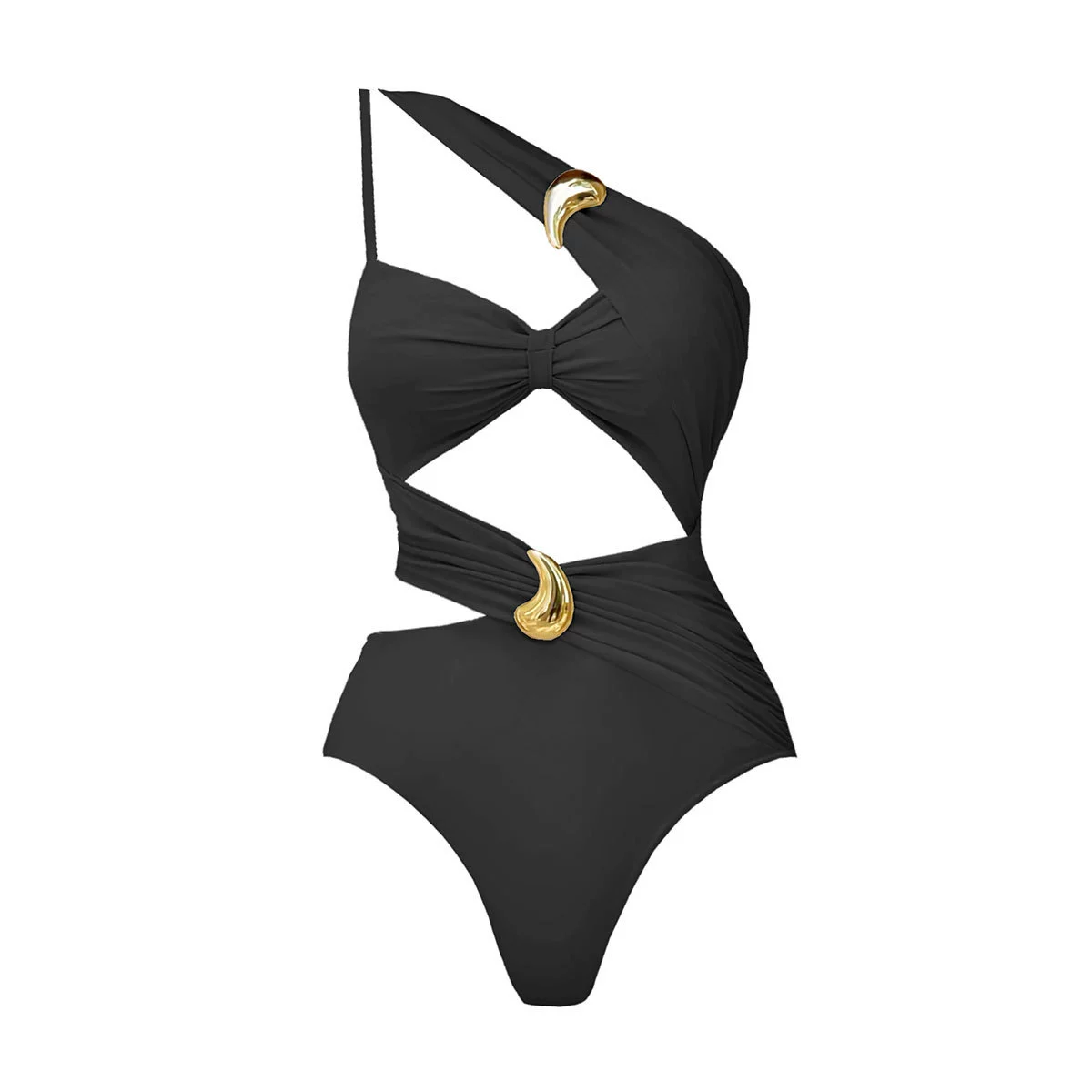 Asymmetric One-Shoulder Cutout One-Piece Swimsuit