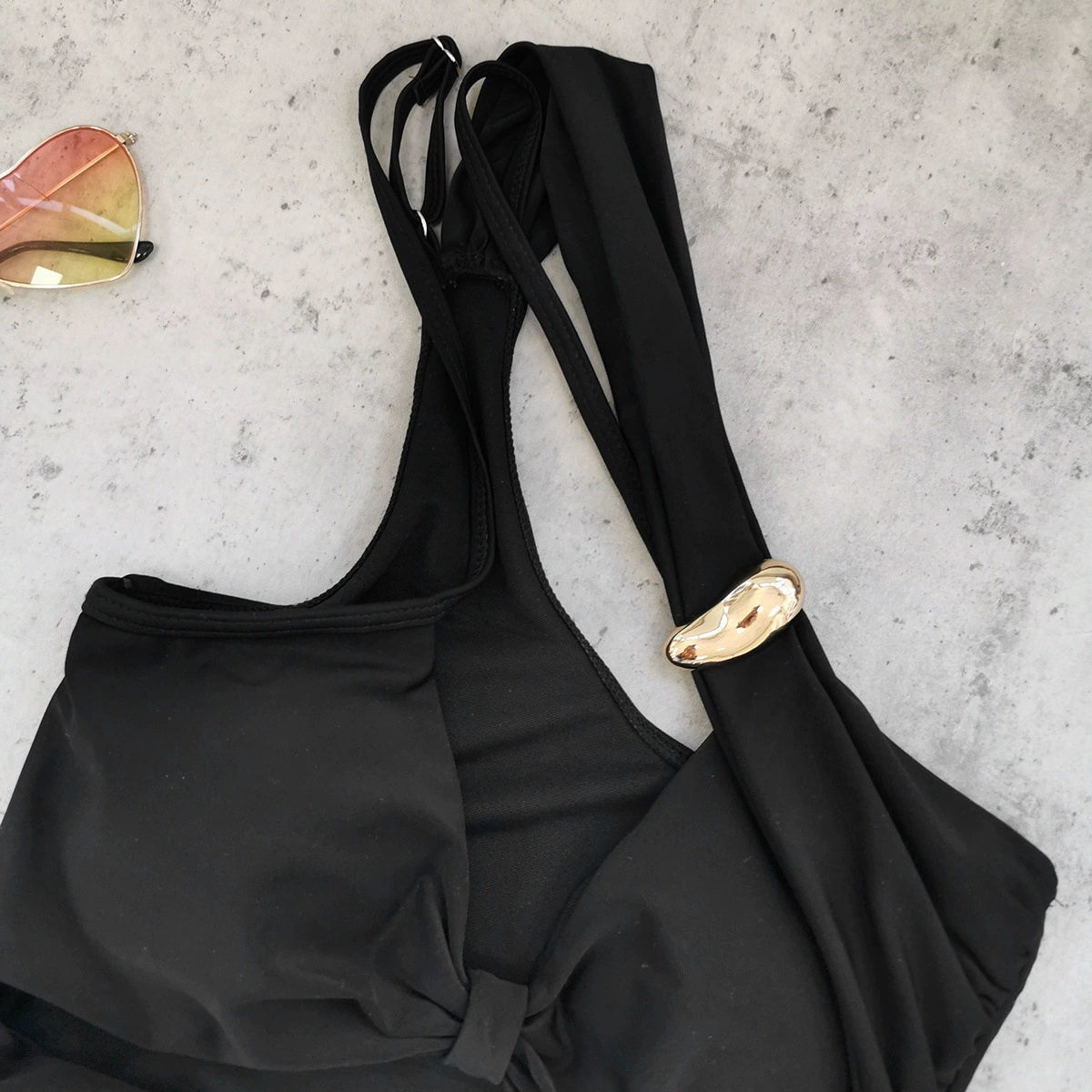 Asymmetric One-Shoulder Cutout One-Piece Swimsuit view 3