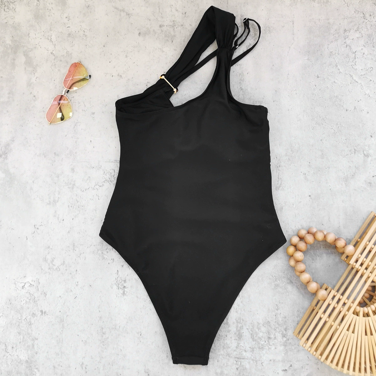 Asymmetric One-Shoulder Cutout One-Piece Swimsuit view 4