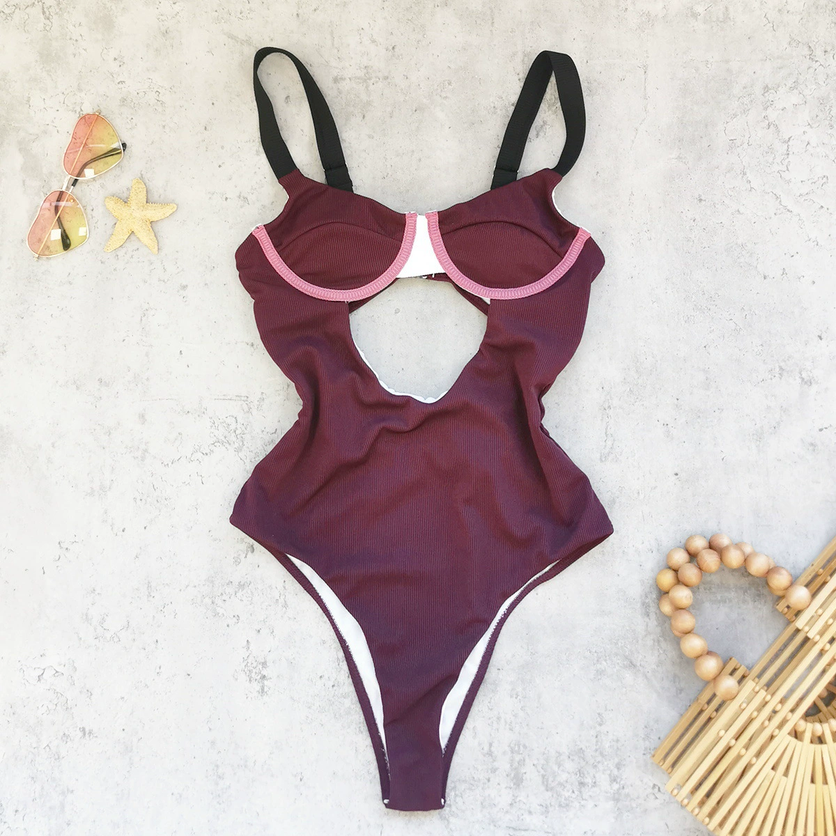 Cutout One-Piece Swimsuit with Adjustable Straps and High Cut
