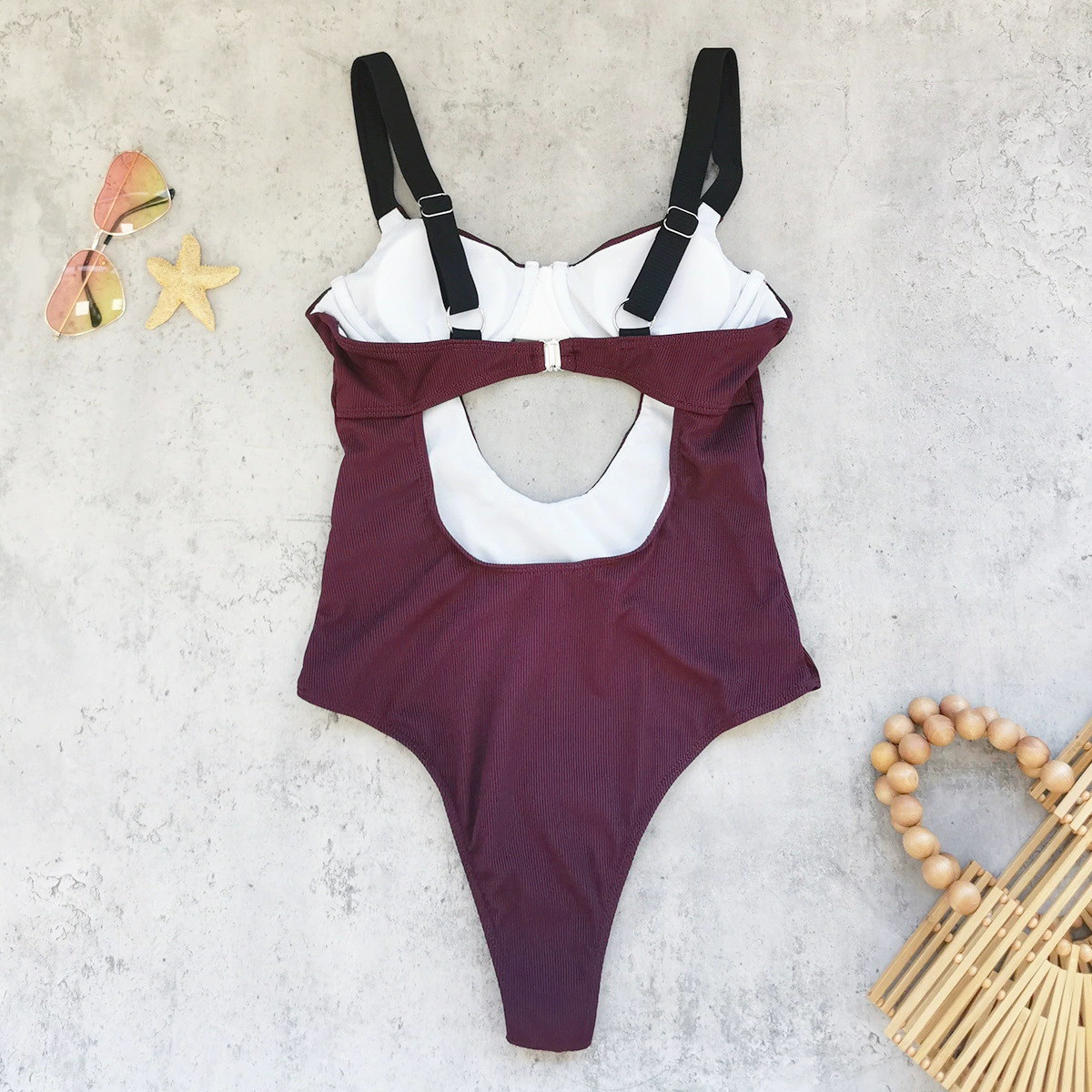Cutout One-Piece Swimsuit with Adjustable Straps and High Cut view 4