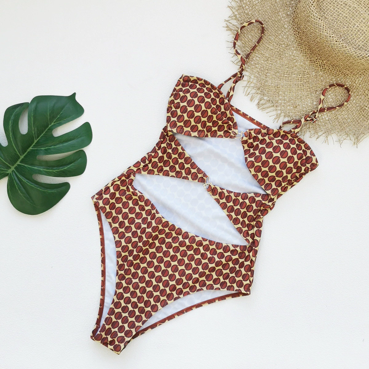 Cutout One-Piece Swimsuit with Halter Neck and Adjustable Straps view 3