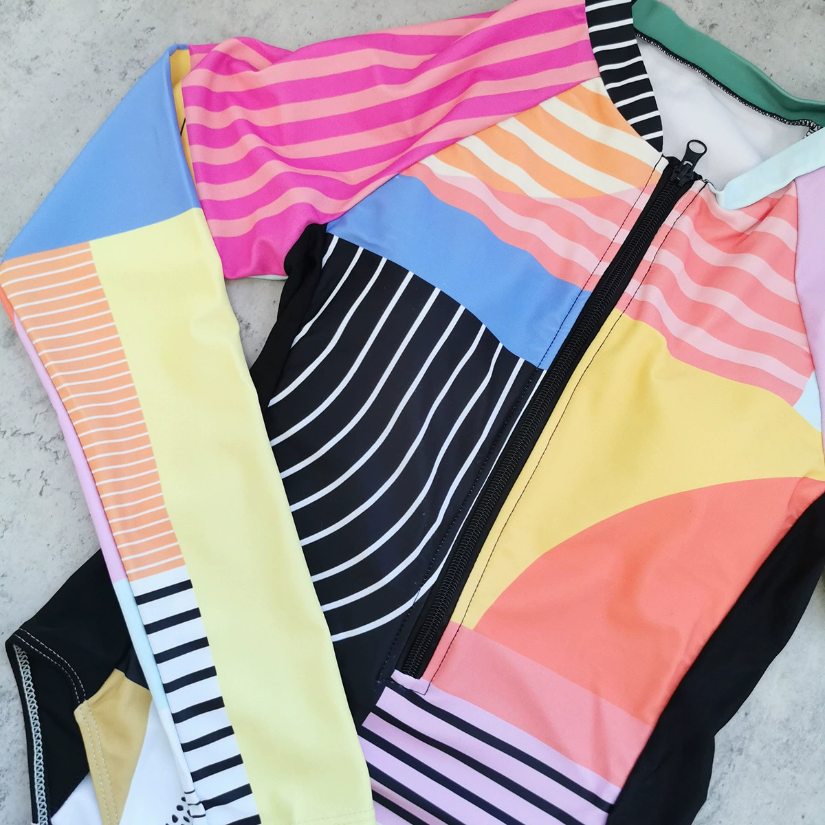 Long Sleeve Zip Front One-Piece Swimsuit view 3