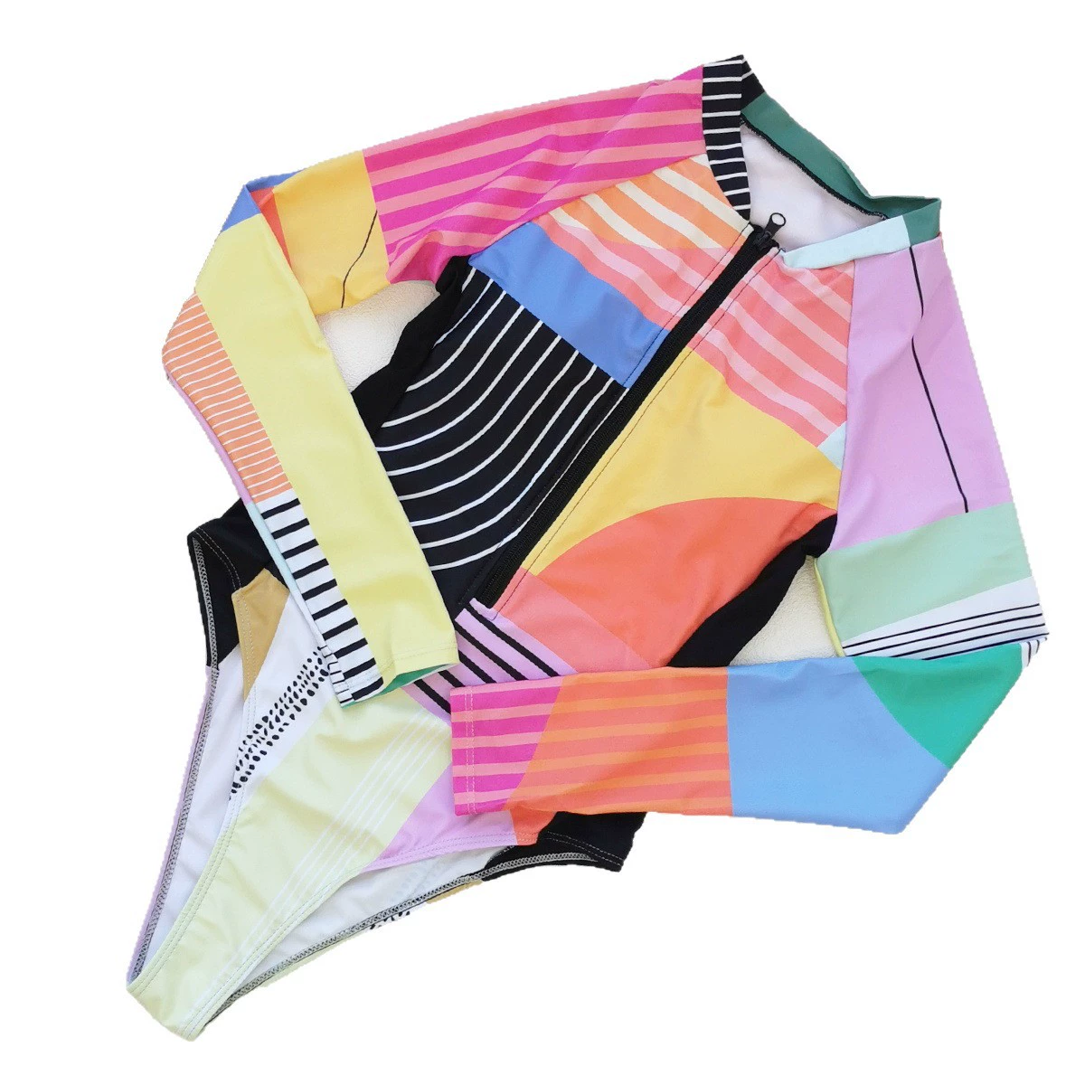 Long Sleeve Zip Front One-Piece Swimsuit view 5