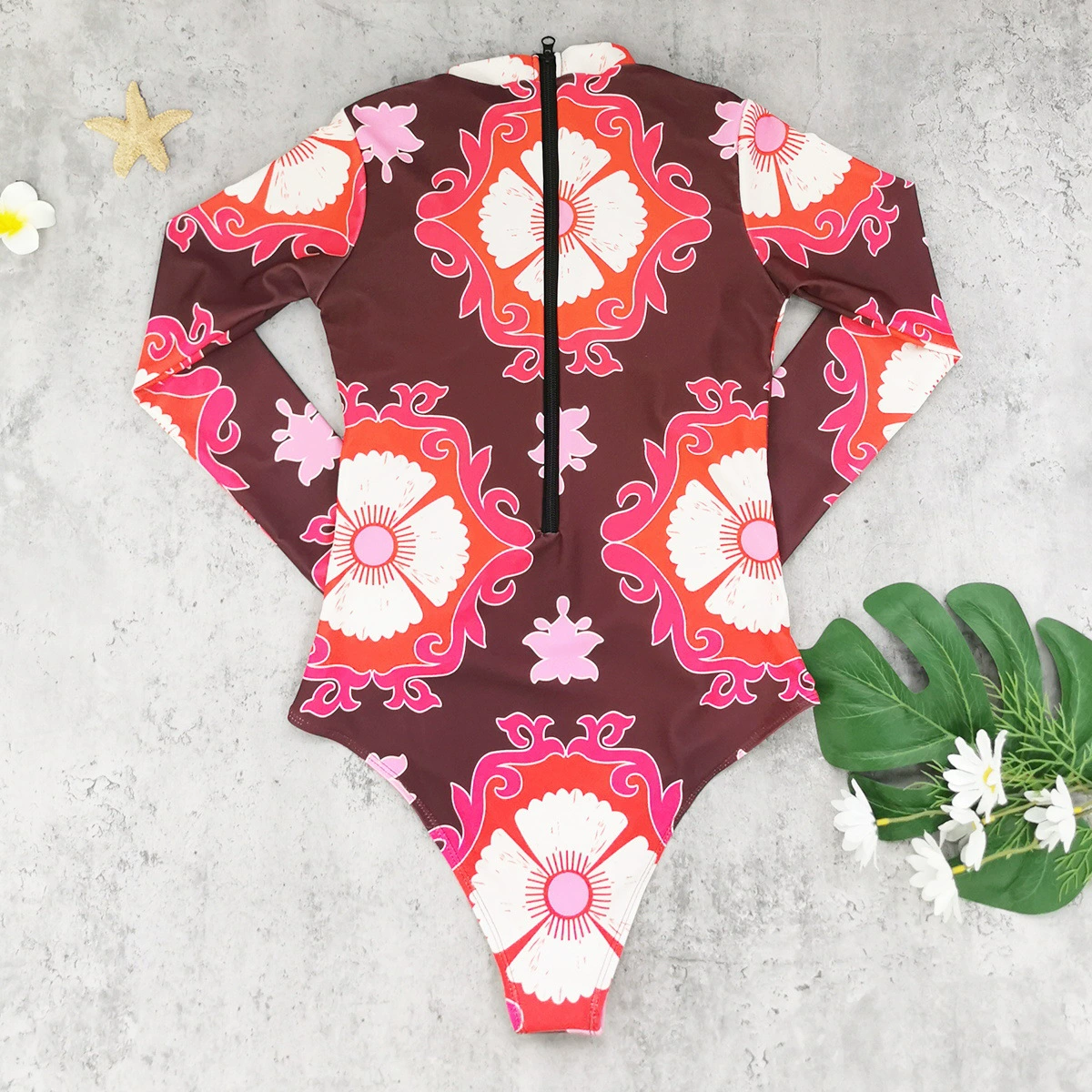 Long Sleeve One-Piece Swimsuit with Front Zipper view 4