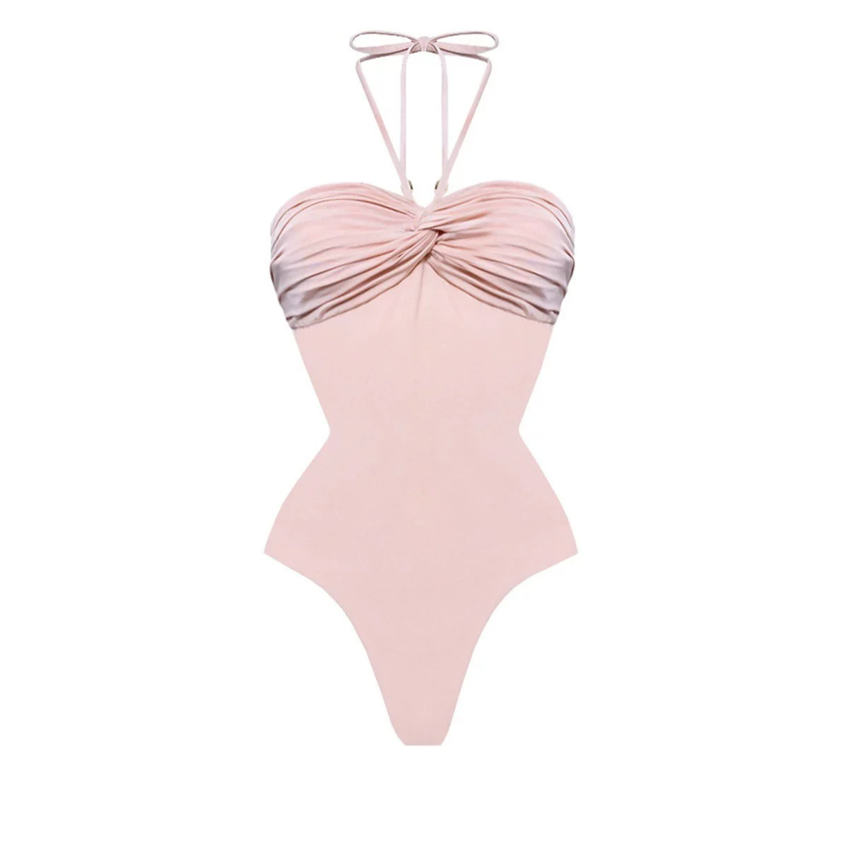 Halter One-Piece Swimsuit with Cover-Up Skirt