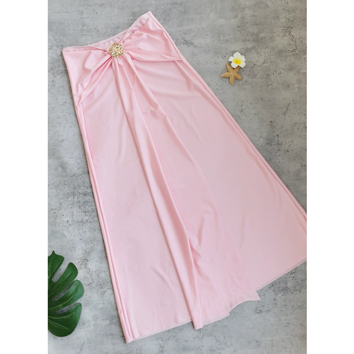 Halter One-Piece Swimsuit with Cover-Up Skirt view 3