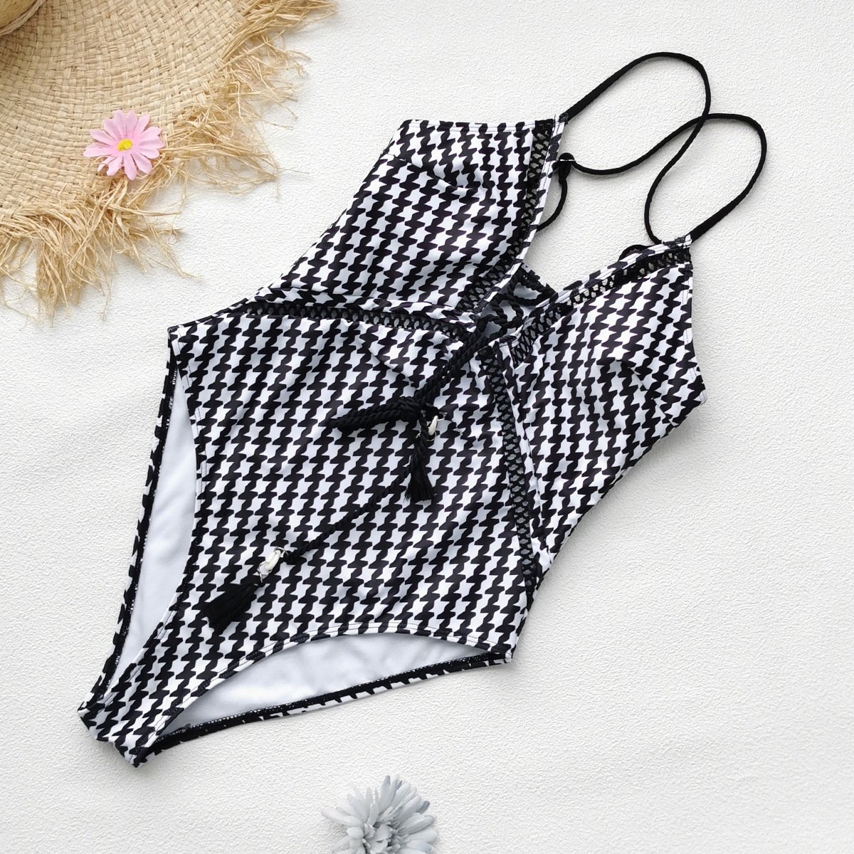 Houndstooth one-piece