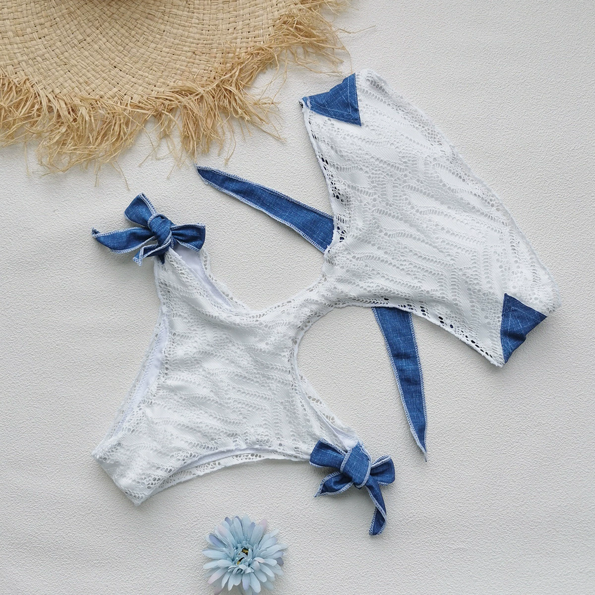 Strapless Cutout One-Piece Swimsuit with Side Ties