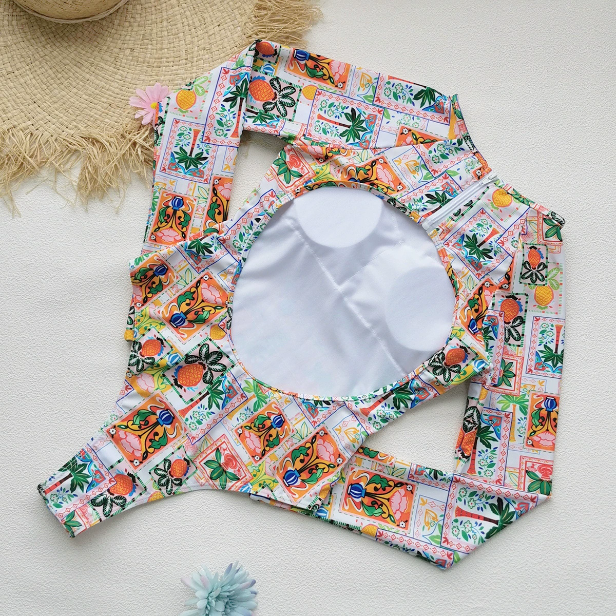 Long Sleeve Open Back One-Piece Swimsuit view 4