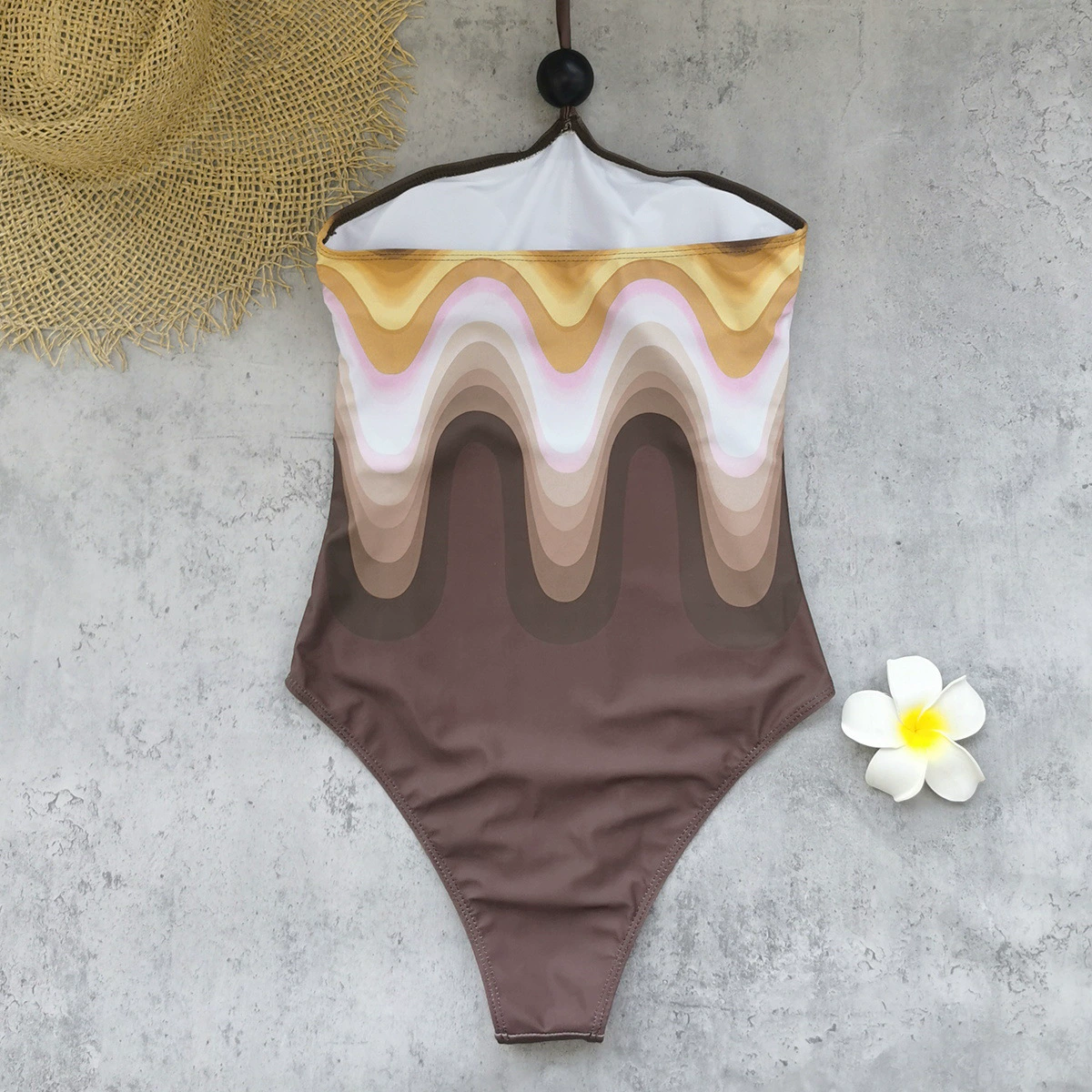 Halter Neck One-Piece Swimsuit with Long Cover-Up view 3