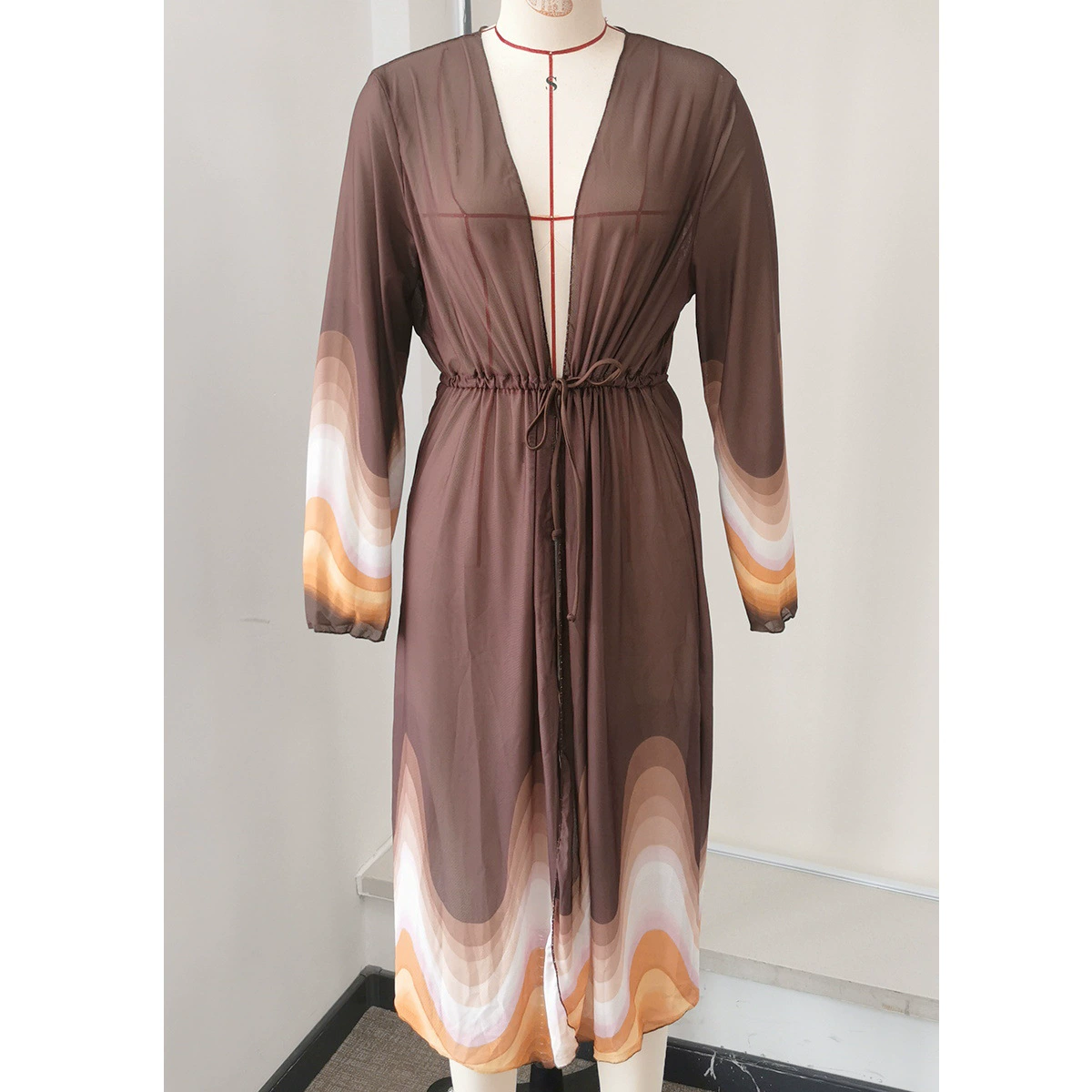 Halter Neck One-Piece Swimsuit with Long Cover-Up view 4