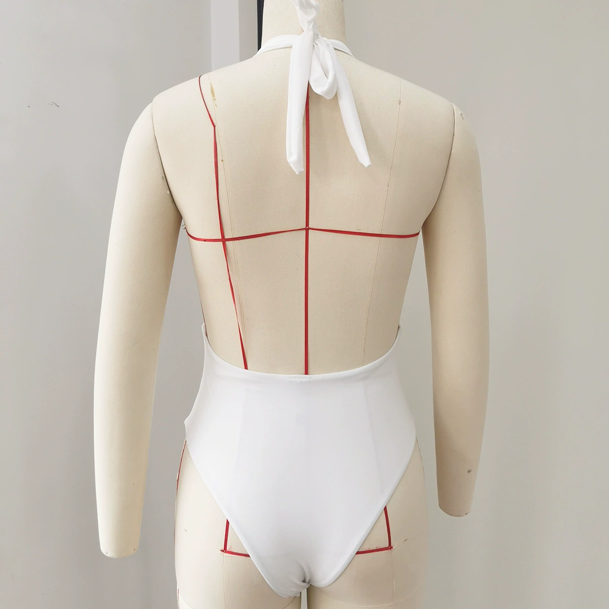Deep V Halter High-Cut One-Piece Swimsuit with Front Clasp view 3
