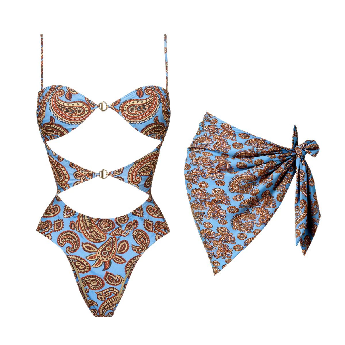 Cutout One-Piece Swimsuit with Matching Headscarf view 5
