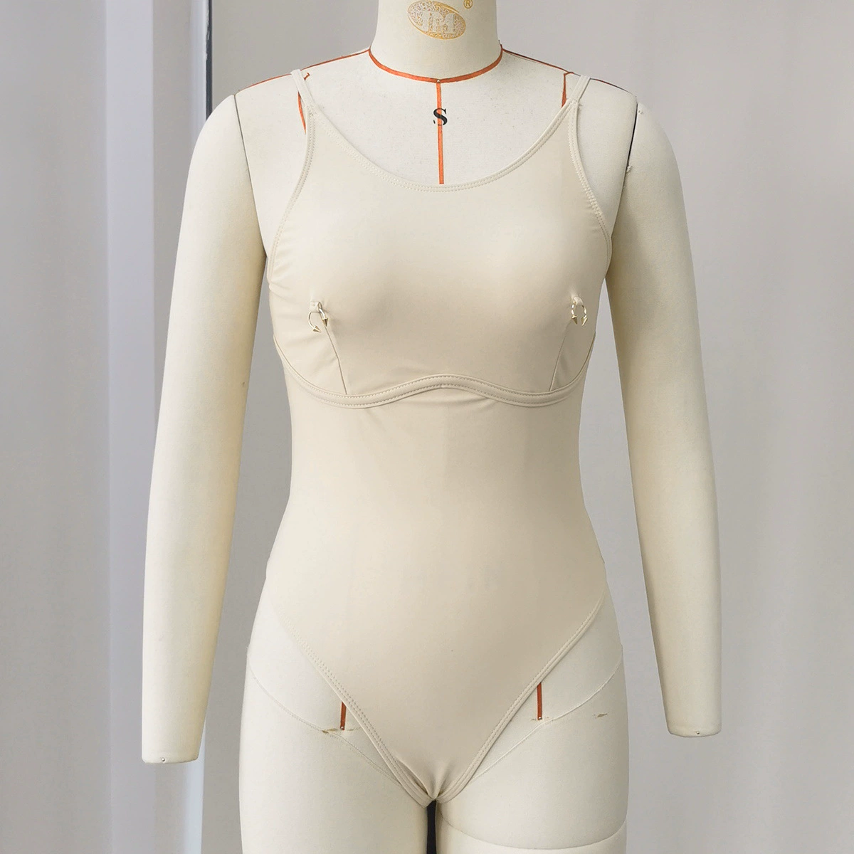 Scoop Neck One-Piece Swimsuit with Cross Back and High Cut Legs view 3