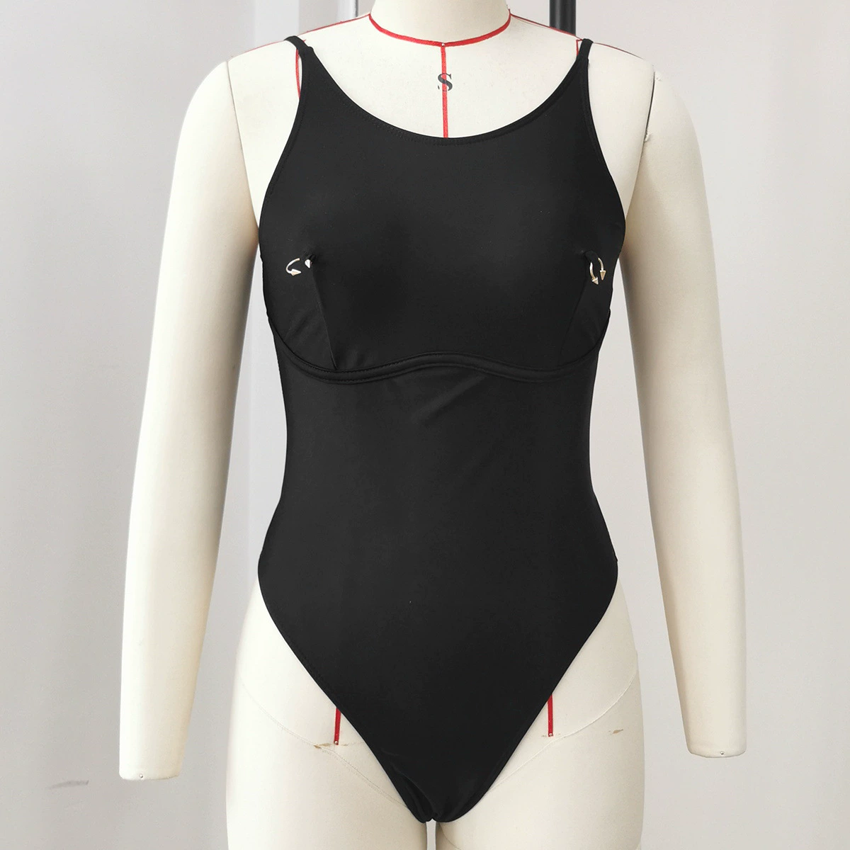 Scoop Neck One-Piece Swimsuit with Cross Back and High Cut Legs view 6