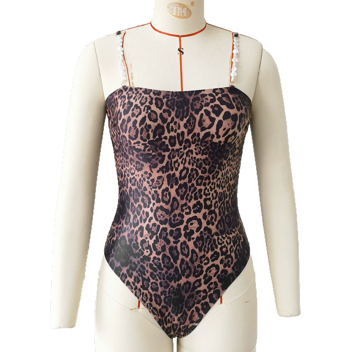 Beaded Spaghetti Strap High Cut One-Piece Swimsuit view 5
