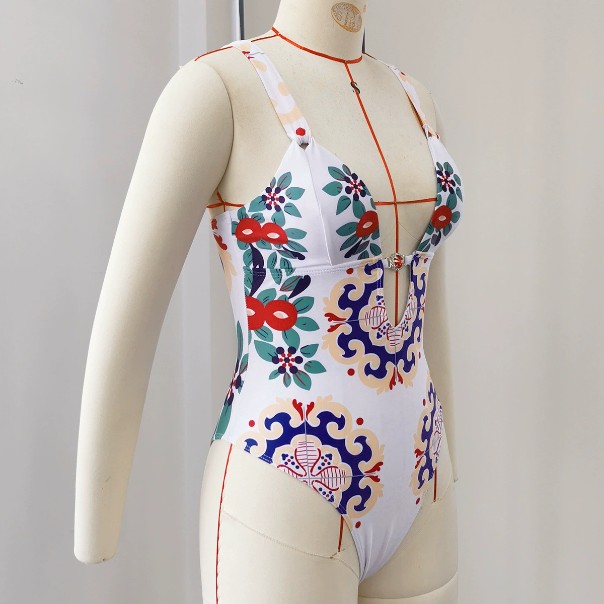 Plunge One-Piece Swimsuit with Adjustable Straps and High-Cut Legs view 4